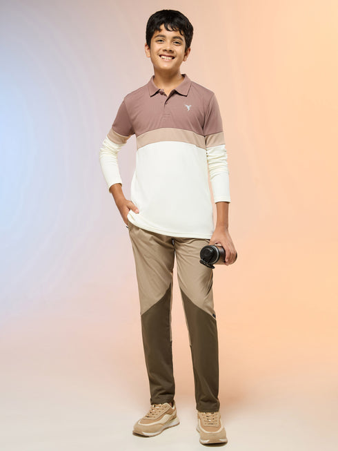 Boys Colorblock Slim Fit Polo Sports T-shirt with TECHNO DRY