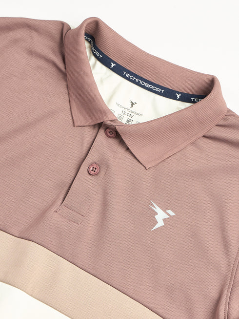 Boys Colorblock Slim Fit Polo Sports T-shirt with TECHNO DRY