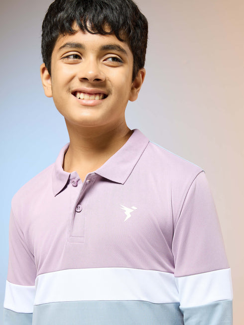 Boys Colorblock Slim Fit Polo Sports T-shirt with TECHNO DRY