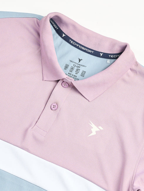 Boys Colorblock Slim Fit Polo Sports T-shirt with TECHNO DRY