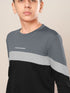 Boys Colorblock Slim Fit Round Neck Sports T-shirt with TECHNO DRY