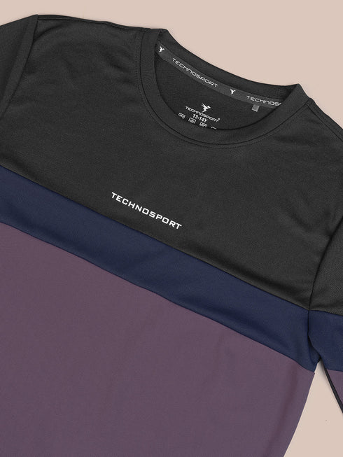 Boys Colorblock Slim Fit Round Neck Sports T-shirt with TECHNO DRY