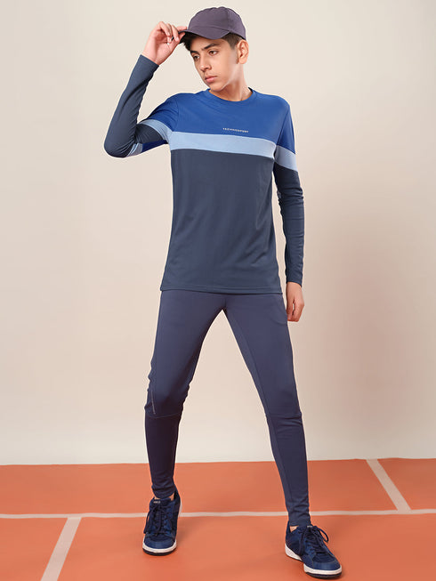 Boys Colorblock Slim Fit Round Neck Sports T-shirt with TECHNO DRY
