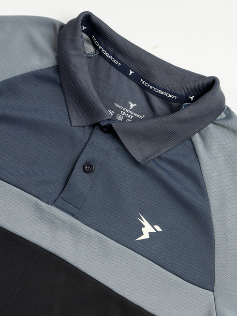 Boys Colorblock Slim Fit Polo Sports T-shirt with TECHNO DRY