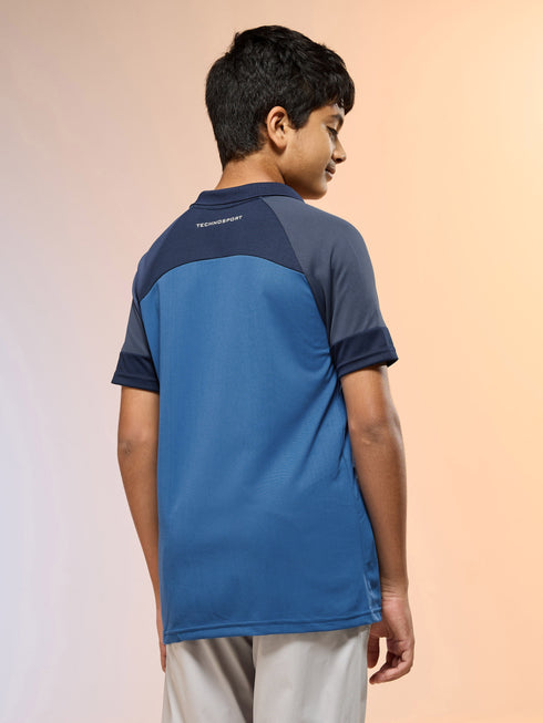 Boys Colorblock Slim Fit Polo Sports T-shirt with TECHNO DRY