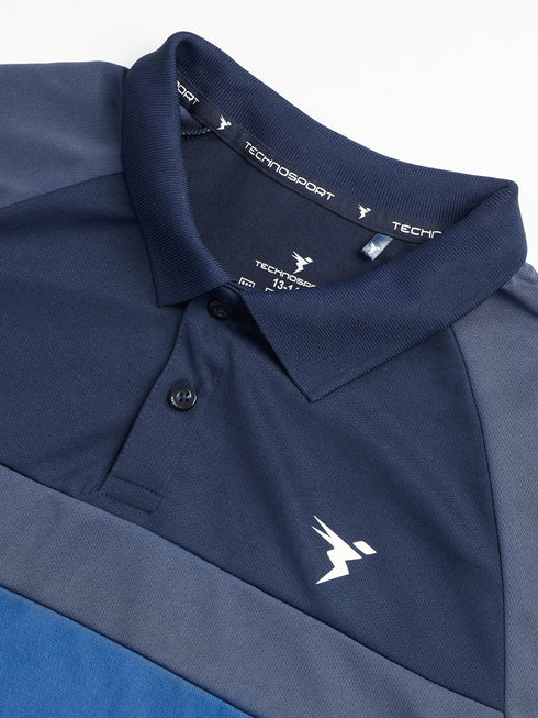 Boys Colorblock Slim Fit Polo Sports T-shirt with TECHNO DRY
