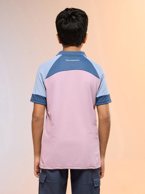 Boys Colorblock Slim Fit Polo Sports T-shirt with TECHNO DRY