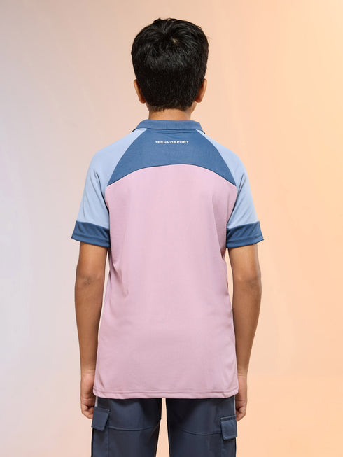 Boys Colorblock Slim Fit Polo Sports T-shirt with TECHNO DRY
