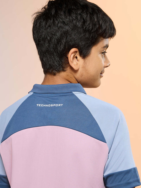 Boys Colorblock Slim Fit Polo Sports T-shirt with TECHNO DRY