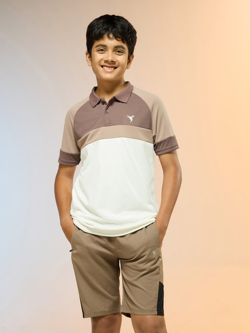 Boys Colorblock Slim Fit Polo Sports T-shirt with TECHNO DRY