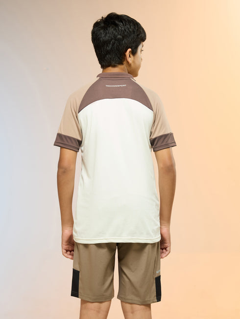 Boys Colorblock Slim Fit Polo Sports T-shirt with TECHNO DRY