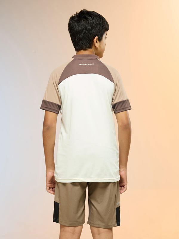 Boys Colorblock Slim Fit Polo Sports T-shirt with TECHNO DRY