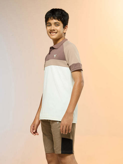Boys Colorblock Slim Fit Polo Sports T-shirt with TECHNO DRY