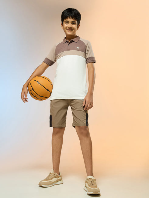 Boys Colorblock Slim Fit Polo Sports T-shirt with TECHNO DRY