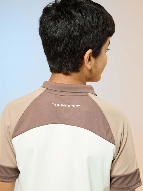 Boys Colorblock Slim Fit Polo Sports T-shirt with TECHNO DRY