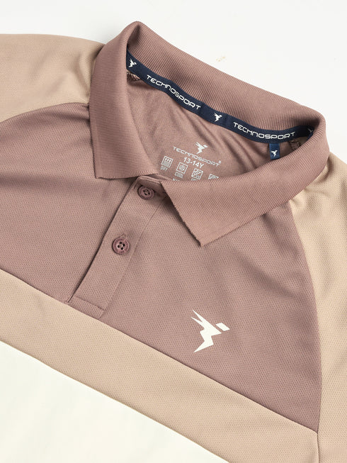 Boys Colorblock Slim Fit Polo Sports T-shirt with TECHNO DRY