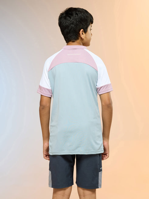 Boys Colorblock Slim Fit Polo Sports T-shirt with TECHNO DRY