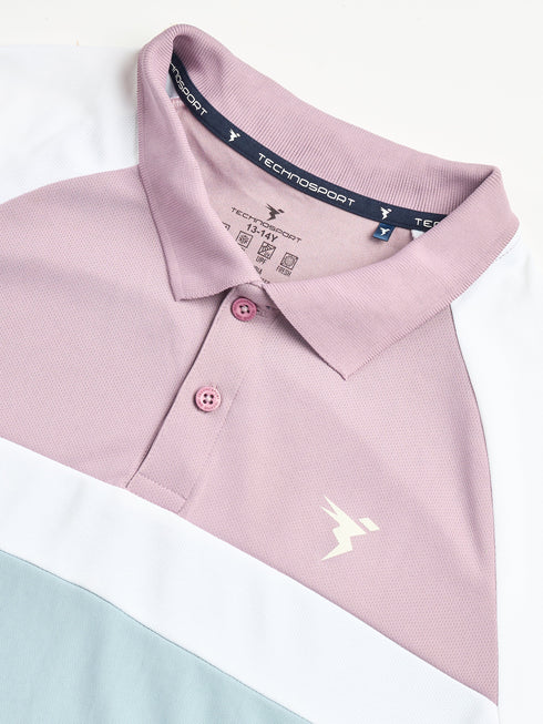 Boys Colorblock Slim Fit Polo Sports T-shirt with TECHNO DRY