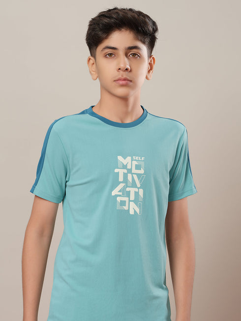 Boys Printed Slim Fit Round Neck Sports T-shirt with TECHNO DRY
