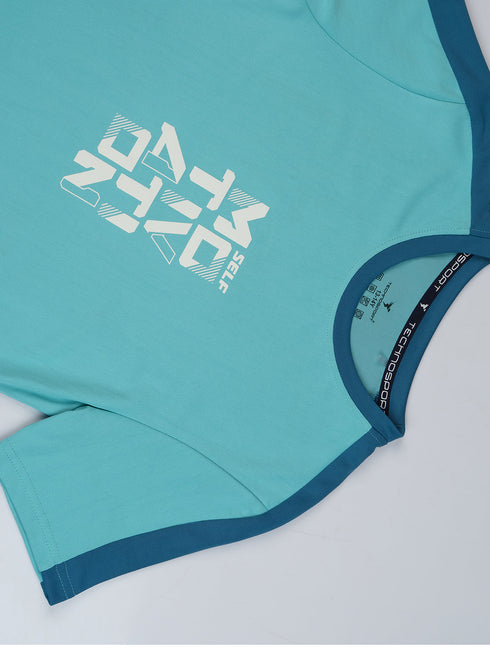 Boys Printed Slim Fit Round Neck Sports T-shirt with TECHNO DRY
