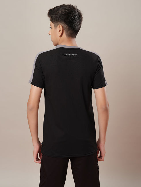 Boys Printed Slim Fit Round Neck Sports T-shirt with TECHNO DRY