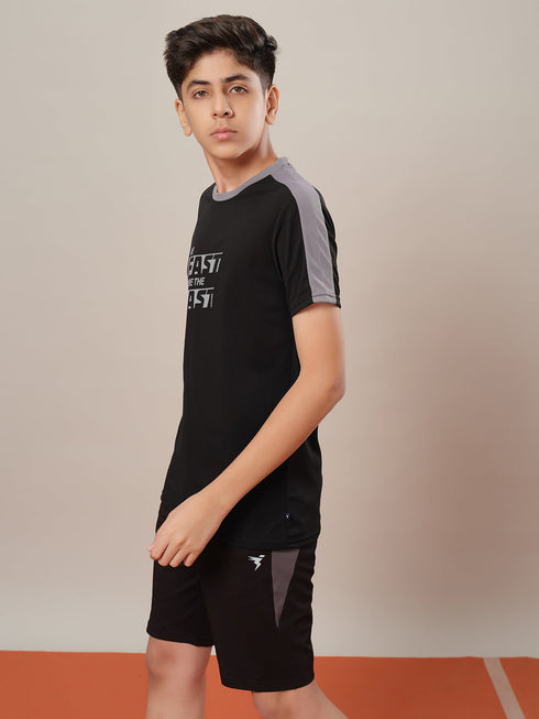 Boys Printed Slim Fit Round Neck Sports T-shirt with TECHNO DRY