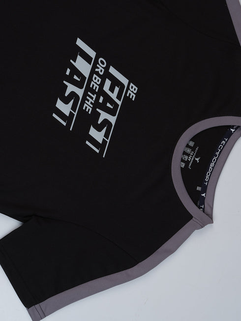 Boys Printed Slim Fit Round Neck Sports T-shirt with TECHNO DRY