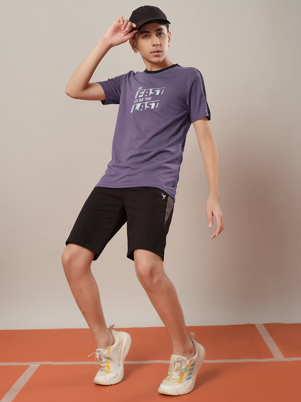 Boys Printed Slim Fit Round Neck Sports T-shirt with TECHNO DRY
