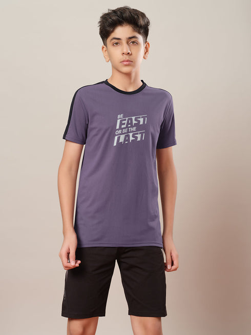 Boys Printed Slim Fit Round Neck Sports T-shirt with TECHNO DRY