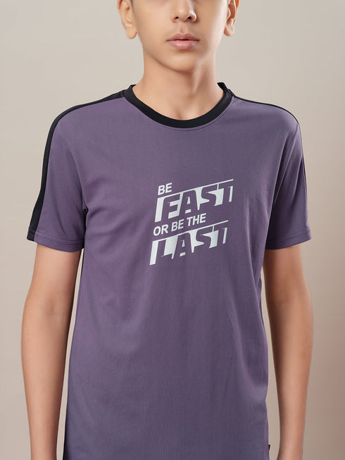 Boys Printed Slim Fit Round Neck Sports T-shirt with TECHNO DRY