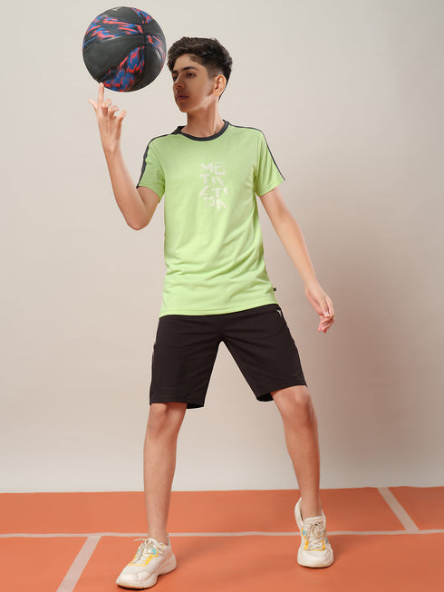 Boys Printed Slim Fit Round Neck Sports T-shirt with TECHNO DRY