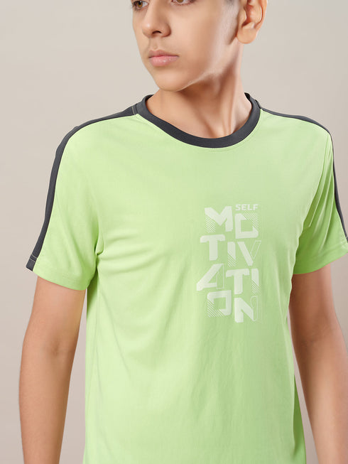 Boys Printed Slim Fit Round Neck Sports T-shirt with TECHNO DRY