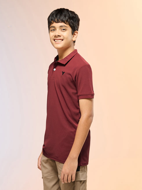 Boys Solid Slim Fit Polo Sports T-shirt with MATPIQ
