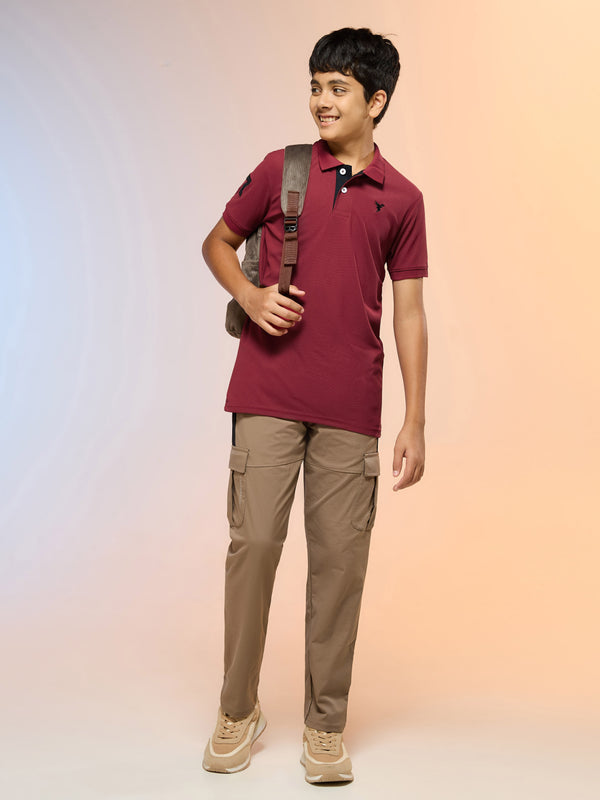 Boys Solid Slim Fit Polo Sports T-shirt with MATPIQ