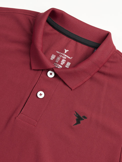 Boys Solid Slim Fit Polo Sports T-shirt with MATPIQ