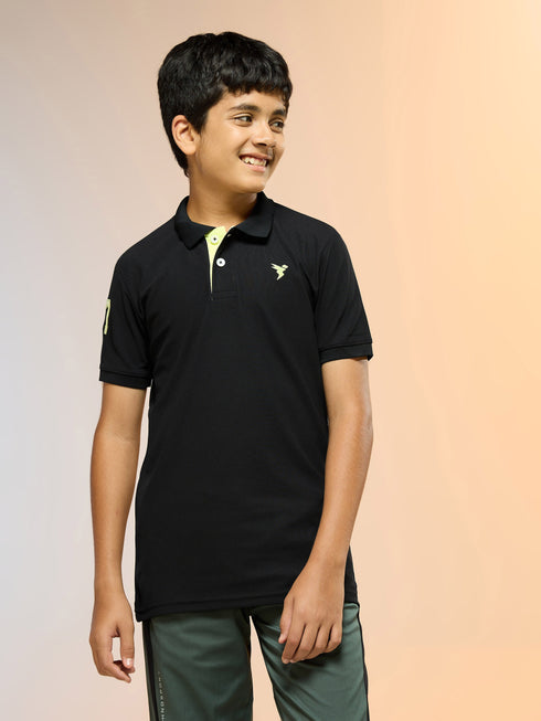 Boys Solid Slim Fit Polo Sports T-shirt with MATPIQ