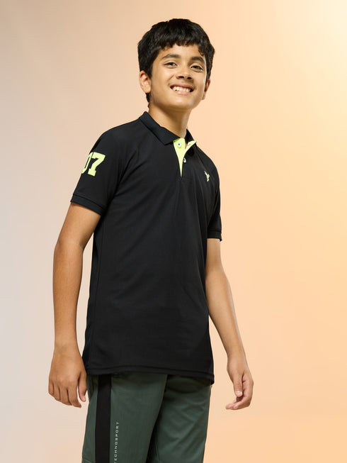 Boys Solid Slim Fit Polo Sports T-shirt with MATPIQ