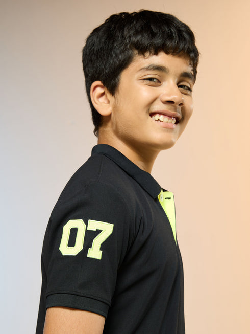 Boys Solid Slim Fit Polo Sports T-shirt with MATPIQ