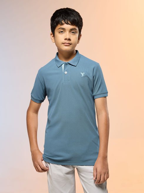 Boys Solid Slim Fit Polo Sports T-shirt with MATPIQ