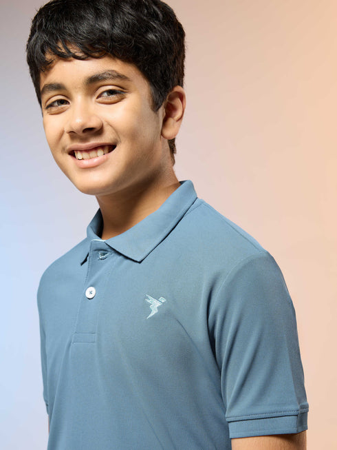 Boys Solid Slim Fit Polo Sports T-shirt with MATPIQ