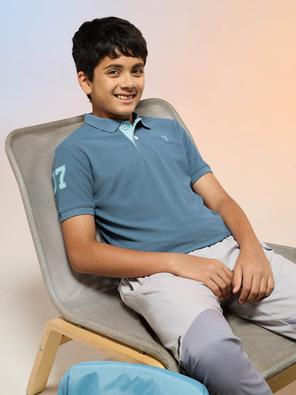 Boys Solid Slim Fit Polo Sports T-shirt with MATPIQ
