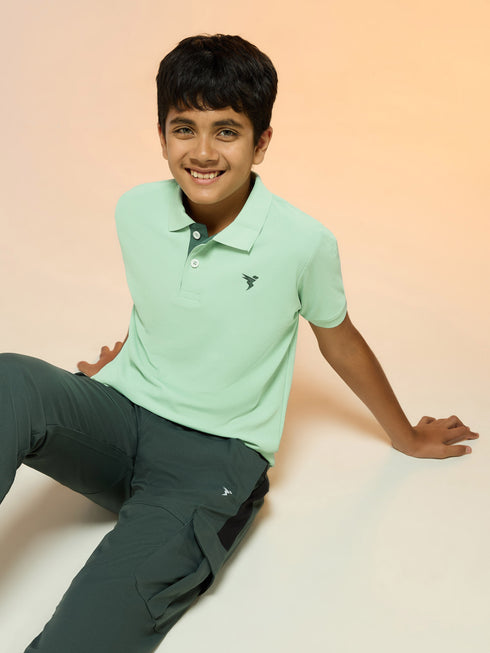 Boys Solid Slim Fit Polo Sports T-shirt with MATPIQ