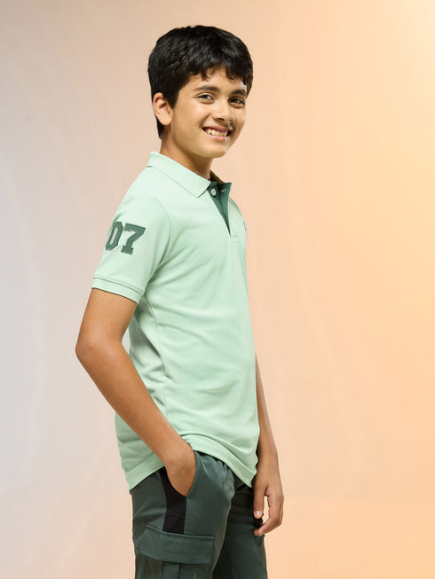 Boys Solid Slim Fit Polo Sports T-shirt with MATPIQ