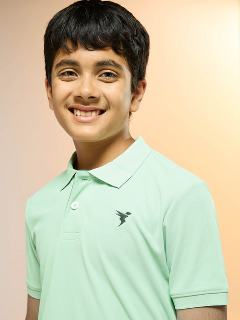 Boys Solid Slim Fit Polo Sports T-shirt with MATPIQ