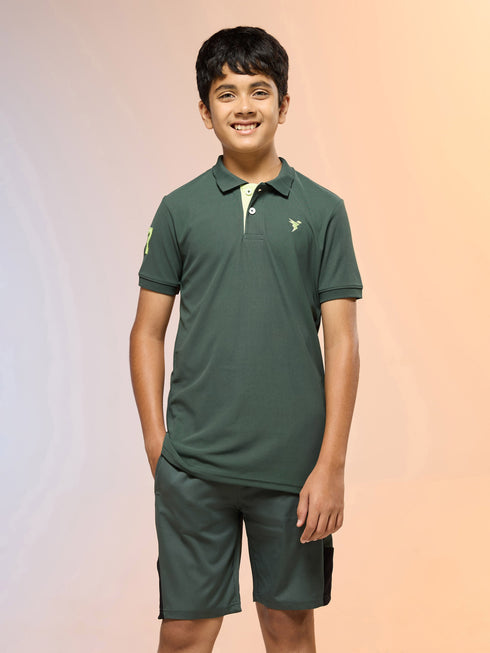 Boys Solid Slim Fit Polo Sports T-shirt with MATPIQ