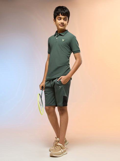 Boys Solid Slim Fit Polo Sports T-shirt with MATPIQ