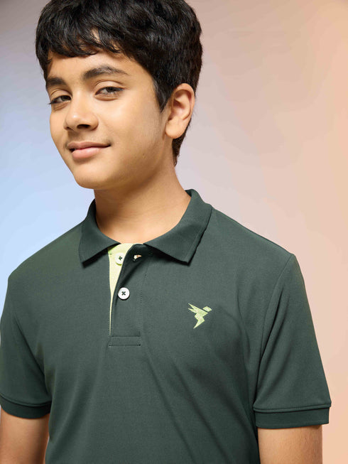 Boys Solid Slim Fit Polo Sports T-shirt with MATPIQ