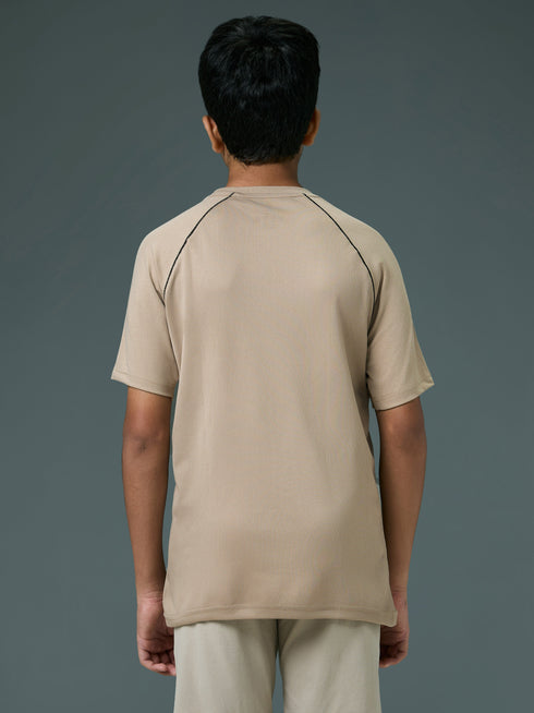 Boys Solid Slim Fit Round Neck Sports T-shirt with COTFLEX
