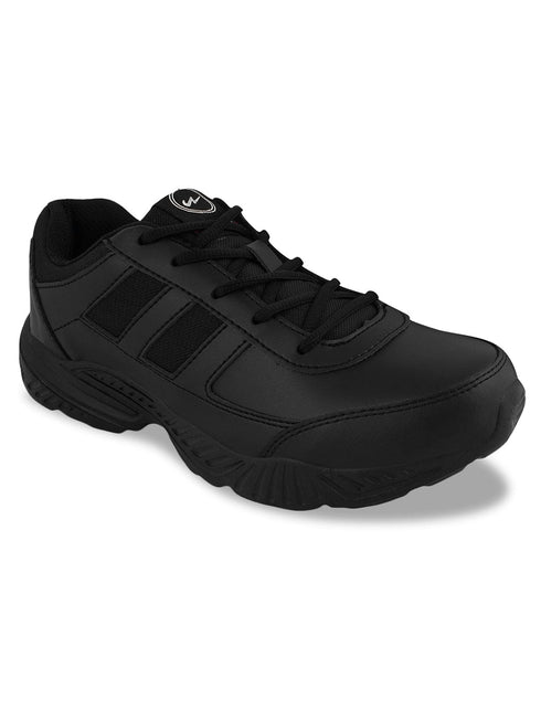 BINGO-151A Black Boys School Shoes