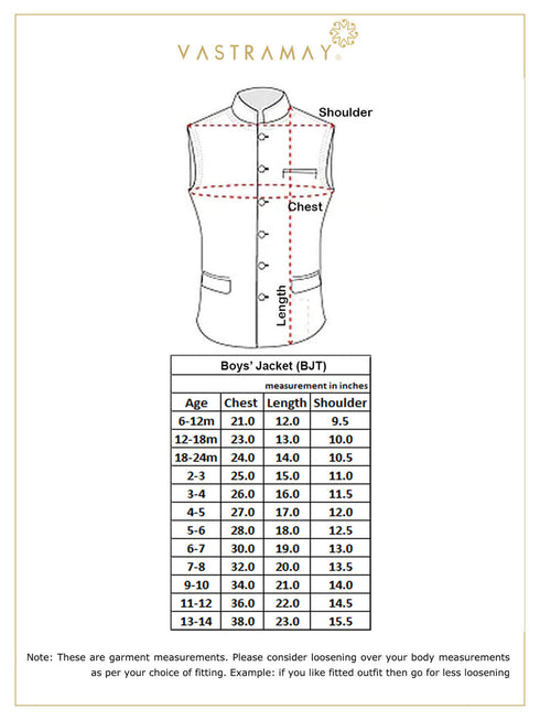 Boy's' Orange And Black Nehru Jacket